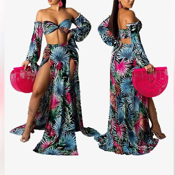 Tropical Maxi Skirt Set 🌴💙 - Picture 2 of 6